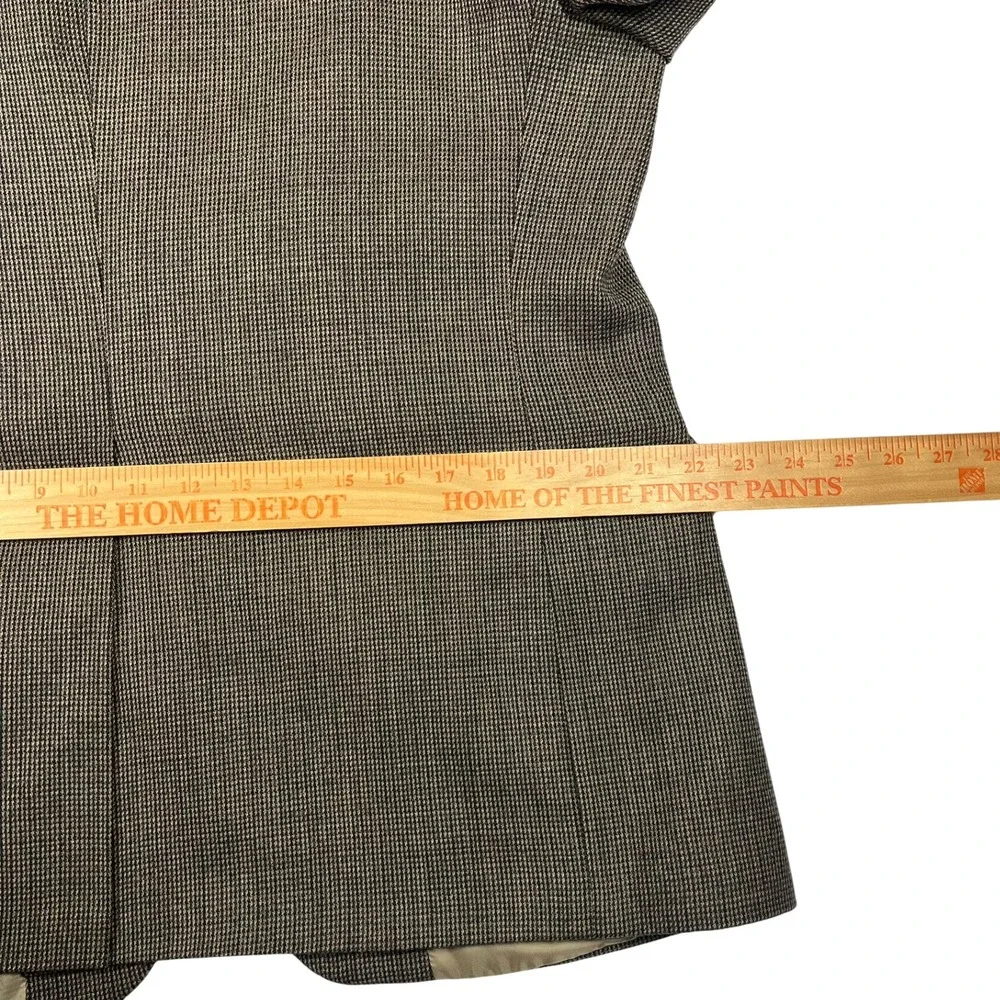 Bill Blass Lambswool Blazer Mens 42S Brown Suede Elbow Patch Blazer Check Tweed